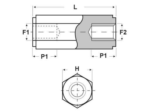 NY15FF Distanziale PCB Femmina/Femmina M4 (H15mm)