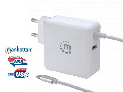 Dual USB Wall Charger with PD 3.0 USB-C cable (60W)