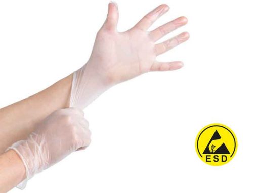 Guanti antistatici ESD usa e getta senza polvere (PVC, S/XL, 100pz)