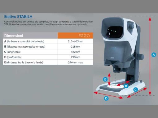 Mantis ERGO Vision Engineering - Stativo STABILA (Dimensioni)