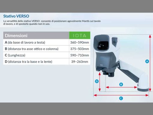 Mantis IOTA Vision Engineering - Stativo VERSO (Dimensioni)