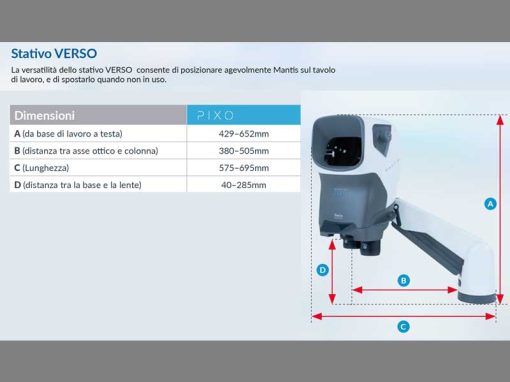 Mantis PIXO Vision Engineering - Stativo VERSO (Dimensioni)