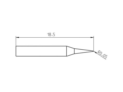 RTP 001 C NW Weller (T0050103299) - Punta saldante conica non bagnabile Ø0.1mm - Dimensioni