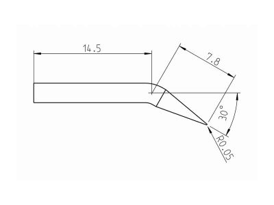 RTP 001 C X Weller (T0050103599) - Punta saldante Weller conica ad angolo 30° Ø0.4mm - Dimensioni