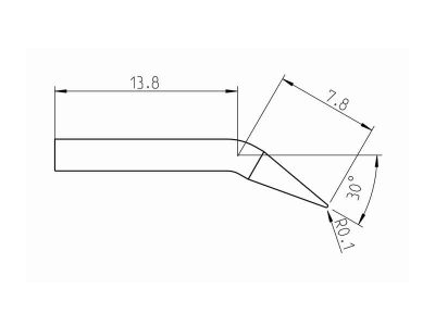 RTP 002 C X MS Weller (T0050101899) - Punta saldante conica 30° Ø0.2mm - Dimensioni