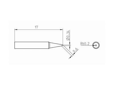 RTP 004 B Weller (T0050103799) - Punta saldante Weller taglio sbieco Ø0.4mm - Dimensioni