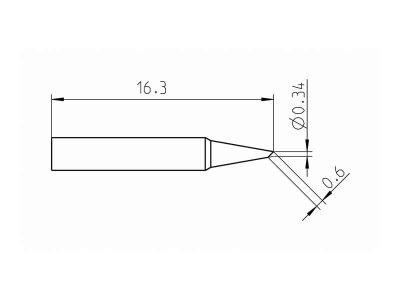 RTP 004 B MS Weller (T0050101999) - Punta saldante con taglio sbieco Ø0.4mm - Dimensioni