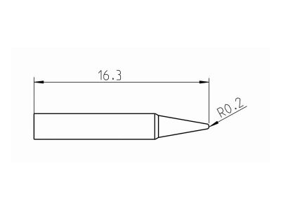 RTP 004 C MS Weller (T0050101699) - Punta saldante conica Ø0.4mm - Dimensioni