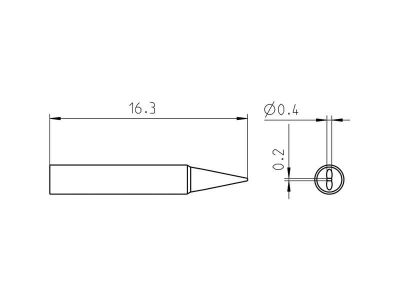 RTP 004 S MS Weller (T0050102399) - Punta saldante a cacciavite Ø 0.4x0.2mm - Dimensioni