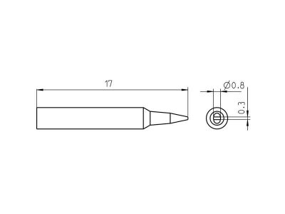 RTP 008 S Weller (T0050104299) - Punta saldante a cacciavite Ø 0.8x0.3mm - Dimensioni