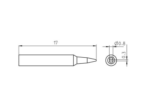 RTP 008 S Weller (T0050104299) - Punta saldante a cacciavite Ø 0.8x0.3mm - Dimensioni