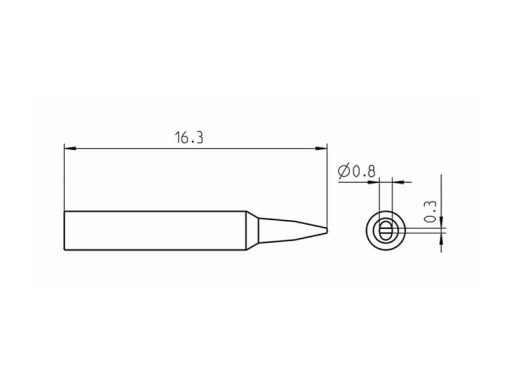 RTP 008 S MS Weller (T0050102499) - Punta saldante a cacciavite Ø0.8x0.3mm - Dimensioni