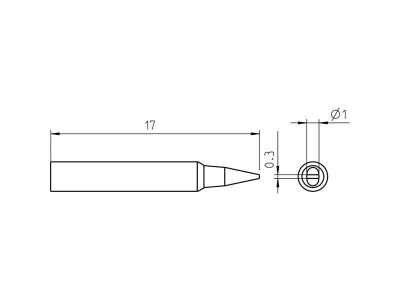 RTP 010 S Weller (T0050104399) - Punta saldante a cacciavite Ø1x0.3mm - Dimensioni