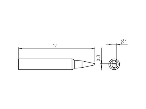 RTP 010 S Weller (T0050104399) - Punta saldante a cacciavite Ø1x0.3mm - Dimensioni