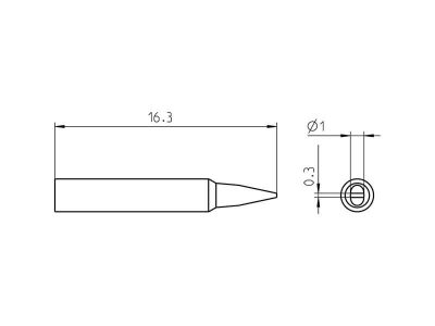 RTP 010 S MS Weller (T0050102599) - Punta saldante a cacciavite Ø1x0.3mm - Dimensioni