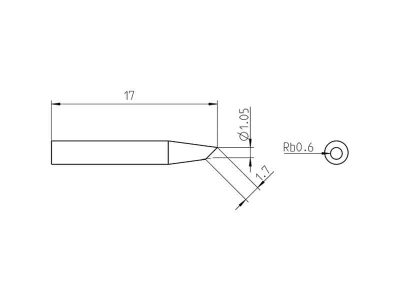 RTP 012 B Weller (T0050103899) - Punta saldante taglio sbieco Ø1.2mm - Dimensioni