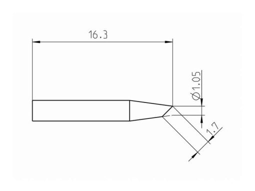 Weller RTP 012 B MS (T0050102099) - Punta saldante taglio sbieco Ø1.2mm - Dimensioni