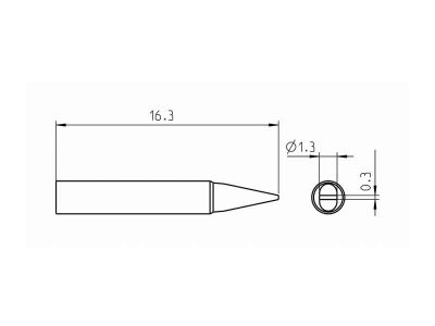 RTP 013 S MS Weller (T0050102699) - Punta saldante a cacciavite Ø1.3x0.3mm - Dimensioni