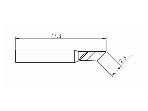 RTP 025 K MS Weller (T0050102999) - Punta saldante a coltello Ø2.5mm - Dimensioni