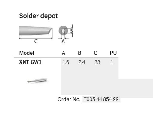 XNT GW1 Weller (T0054485499) - Punta saldante per Gull Wings - Dimensioni